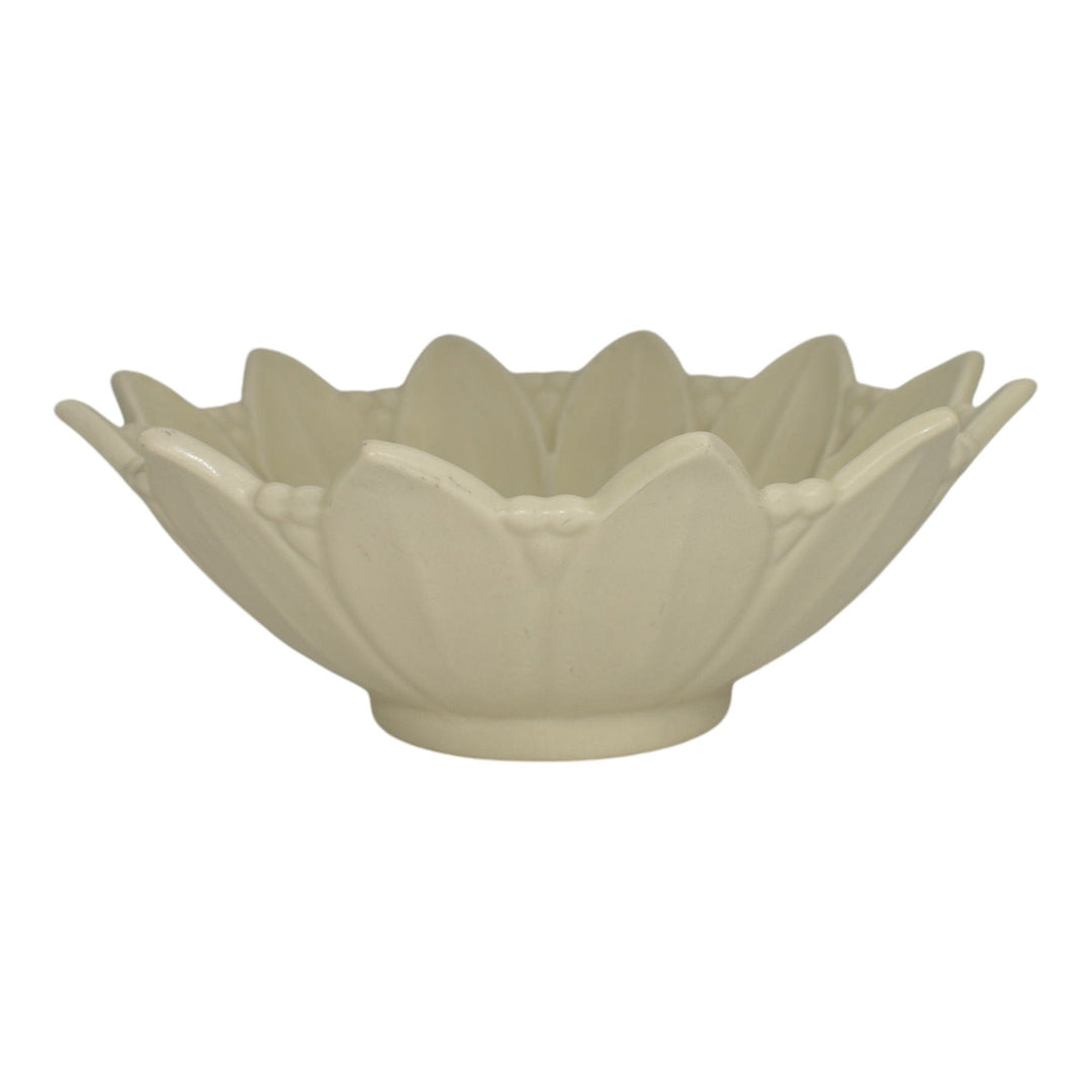 Rookwood 1951 Vintage Art Pottery White Ceramic Sunflower Bowl 6424 - Just Art Pottery