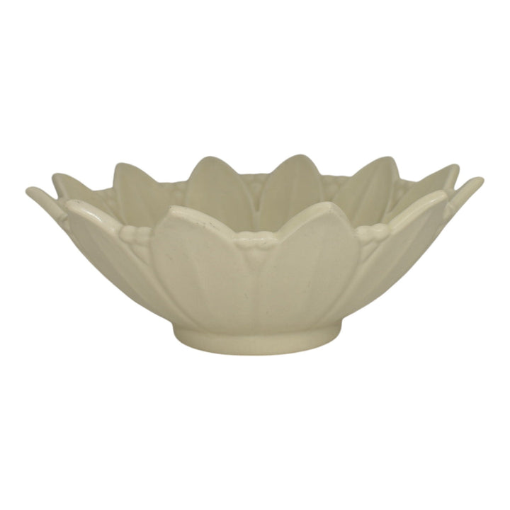 Rookwood 1951 Vintage Art Pottery White Ceramic Sunflower Bowl 6424 - Just Art Pottery