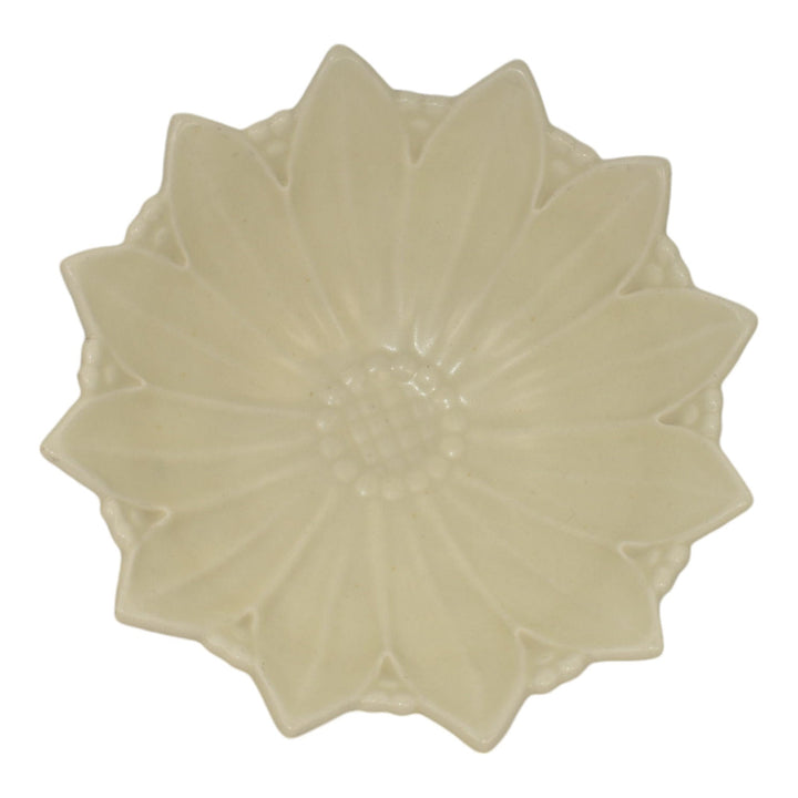 Rookwood 1951 Vintage Art Pottery White Ceramic Sunflower Bowl 6424 - Just Art Pottery