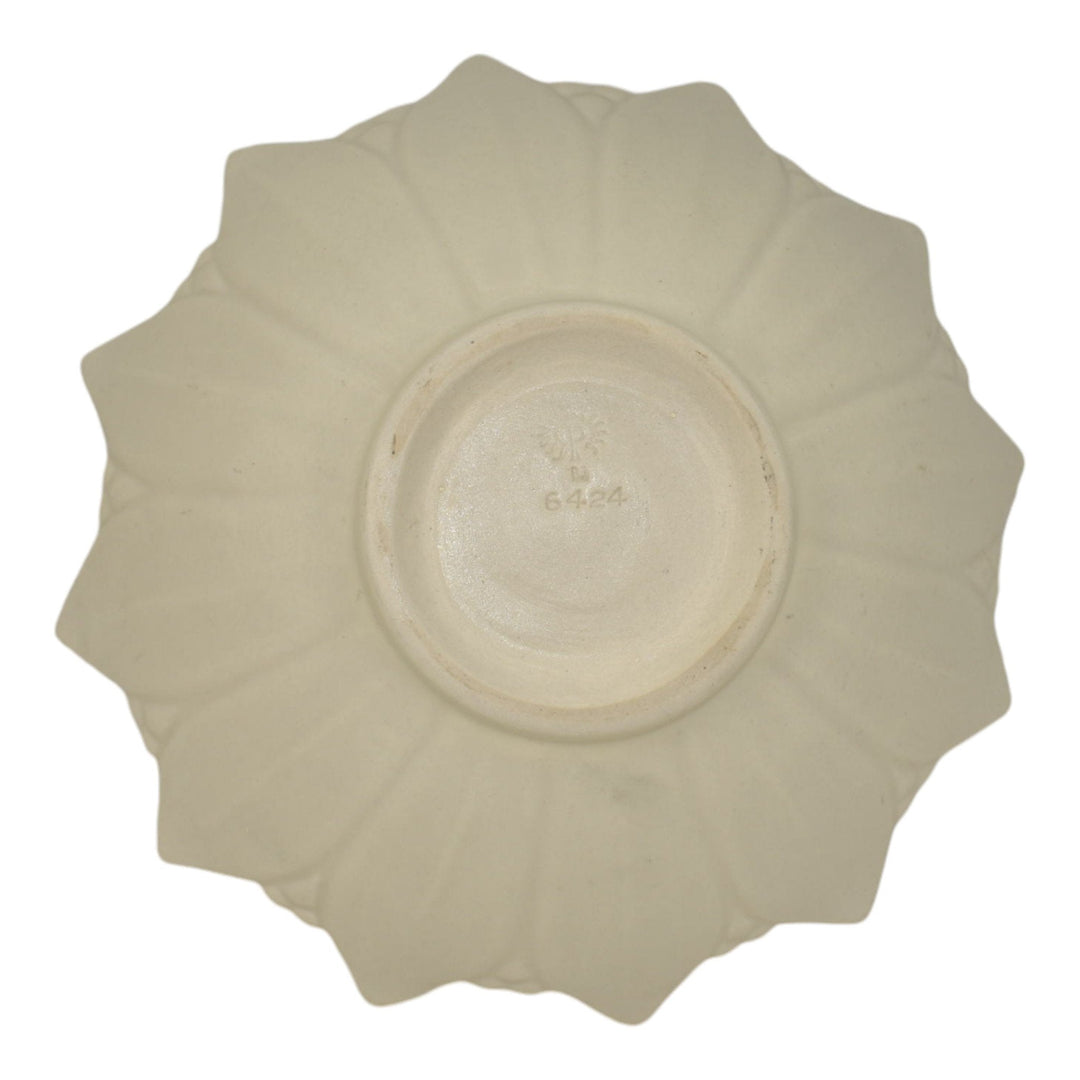 Rookwood 1951 Vintage Art Pottery White Ceramic Sunflower Bowl 6424 - Just Art Pottery