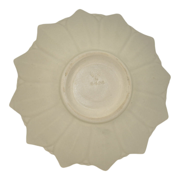 Rookwood 1951 Vintage Art Pottery White Ceramic Sunflower Bowl 6424 - Just Art Pottery