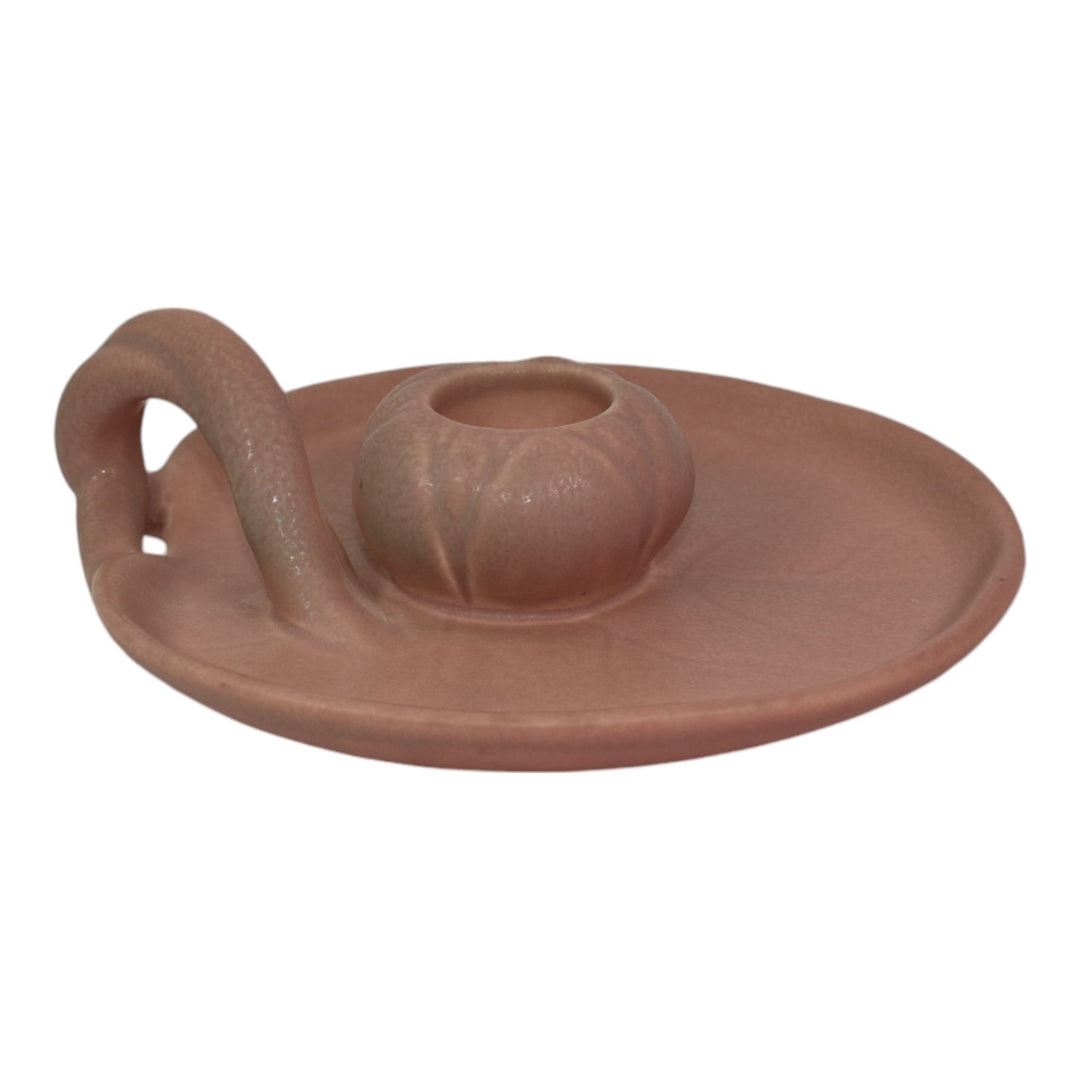 Rookwood 1924 Vintage Art Pottery Pink Lily Pad Ceramic Candle Holder 1067 - Just Art Pottery