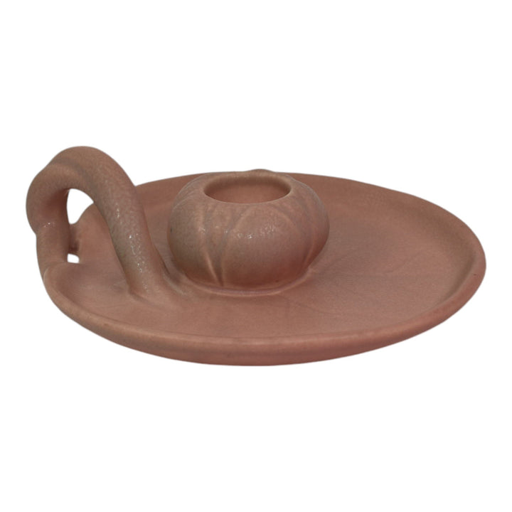 Rookwood 1924 Vintage Art Pottery Pink Lily Pad Ceramic Candle Holder 1067 - Just Art Pottery