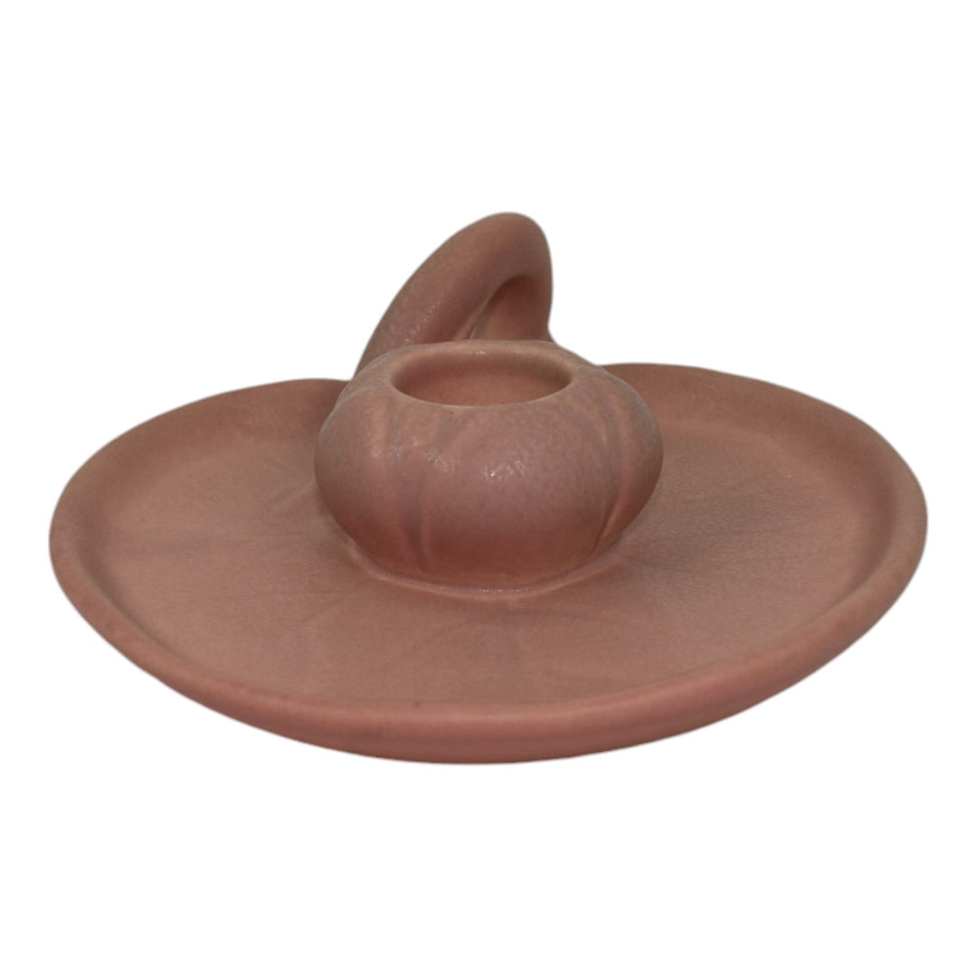 Rookwood 1924 Vintage Art Pottery Pink Lily Pad Ceramic Candle Holder 1067 - Just Art Pottery