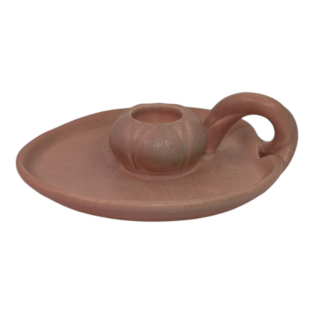 Rookwood 1924 Vintage Art Pottery Pink Lily Pad Ceramic Candle Holder 1067 - Just Art Pottery
