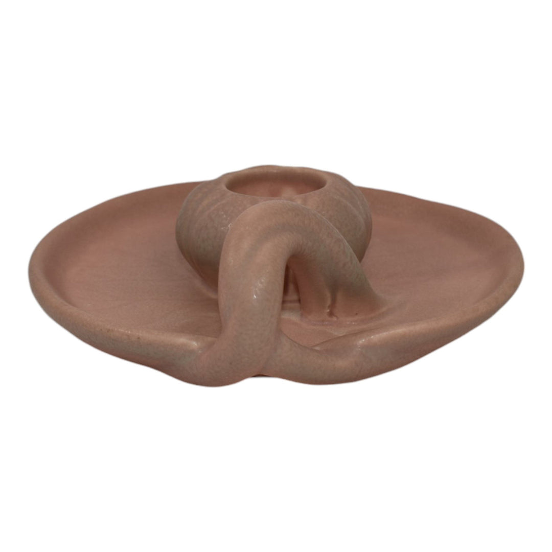 Rookwood 1924 Vintage Art Pottery Pink Lily Pad Ceramic Candle Holder 1067 - Just Art Pottery