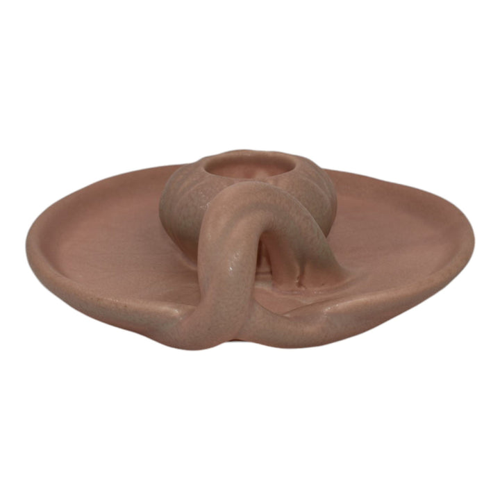 Rookwood 1924 Vintage Art Pottery Pink Lily Pad Ceramic Candle Holder 1067 - Just Art Pottery