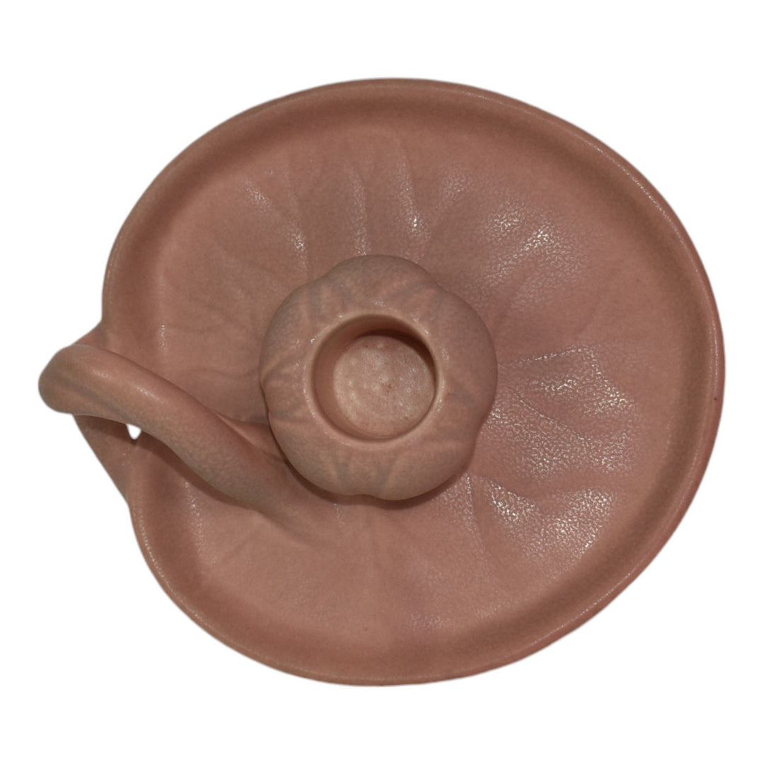 Rookwood 1924 Vintage Art Pottery Pink Lily Pad Ceramic Candle Holder 1067 - Just Art Pottery