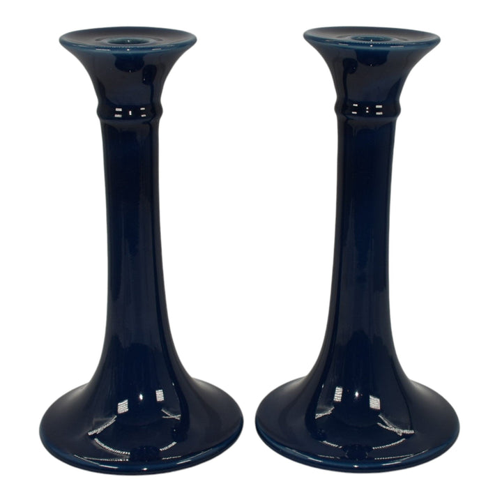 Rookwood 1924 Vintage Art Pottery Blue High Glaze Ceramic Candle Holders 2598