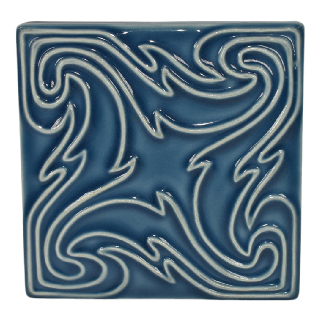 Rookwood 1952 Vintage Mid Century Modern Pottery Blue Ceramic Trivet Tile 1212