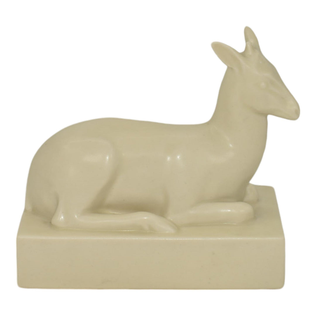 Rookwood 1934 Vintage Art Deco Pottery White Deer Paperweight Bookend 6447