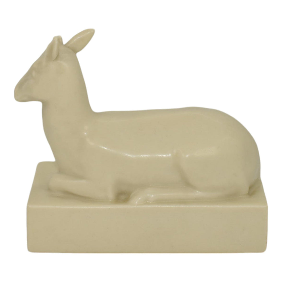 Rookwood 1934 Vintage Art Deco Pottery White Deer Paperweight Bookend 6447