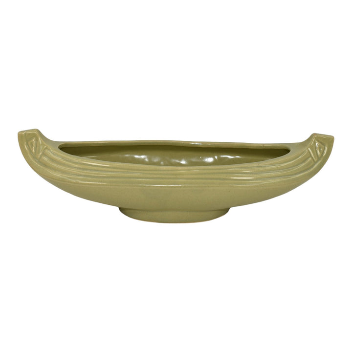 Brush Pottery Vintage Art Deco Pottery Green Canoe Ceramic Bowl 242