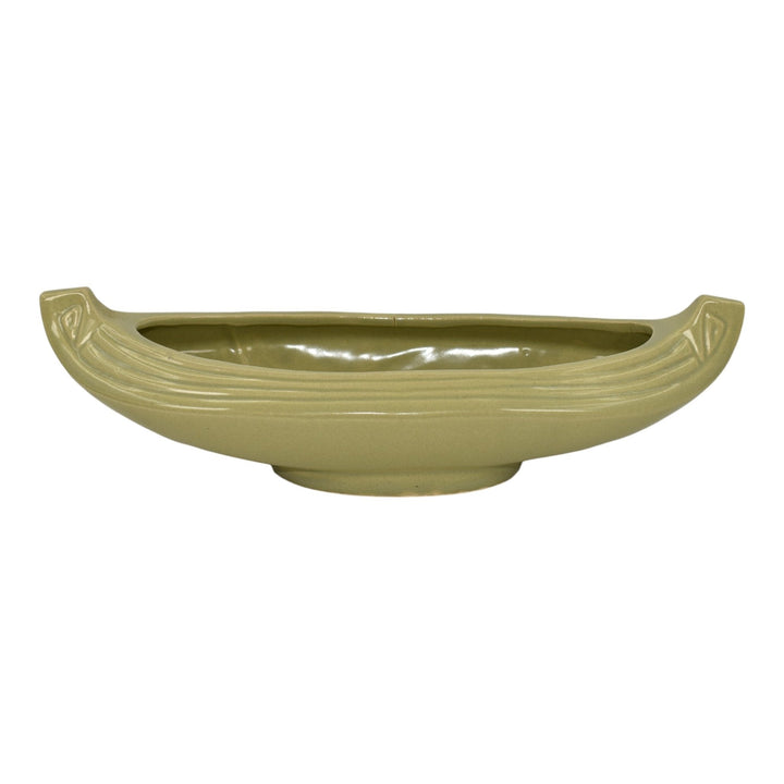 Brush Pottery Vintage Art Deco Pottery Green Canoe Ceramic Bowl 242 - Just Art Pottery