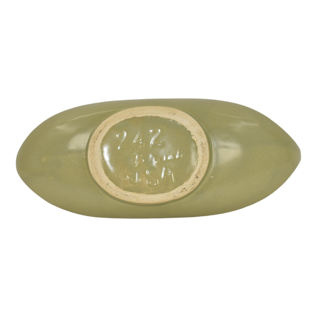 Brush Pottery Vintage Art Deco Pottery Green Canoe Ceramic Bowl 242 - Just Art Pottery