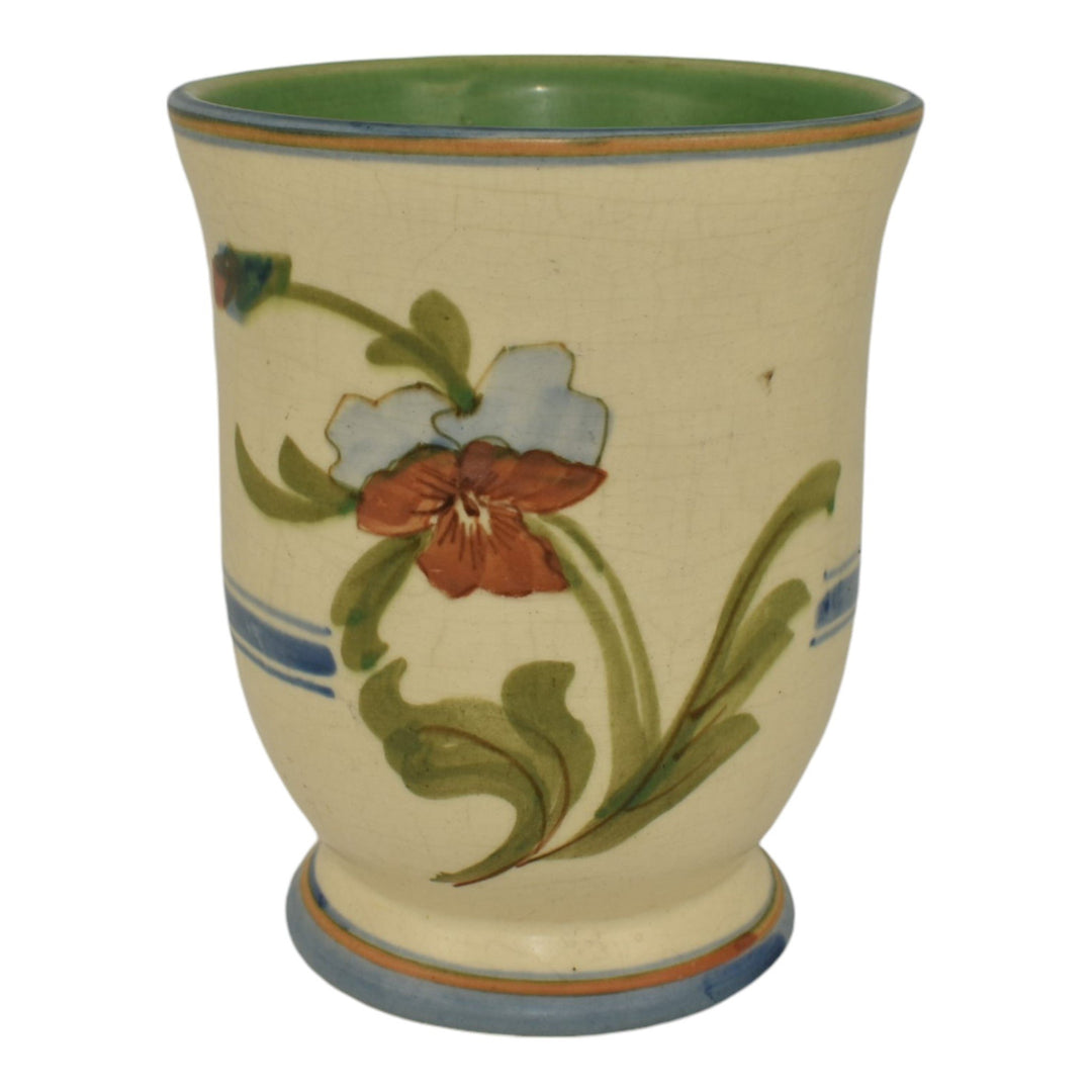 Weller Bonito 1927-33 Art Pottery Hand Painted Pansy Ceramic Vase Pillsbury - Just Art Pottery
