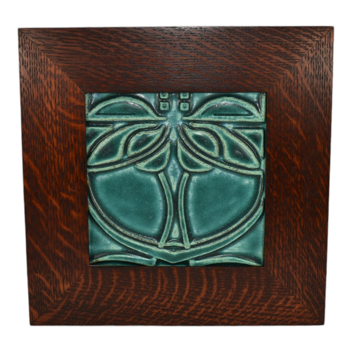 Motawi Tileworks Art Pottery Blue Dragonfly Framed Ceramic Tile