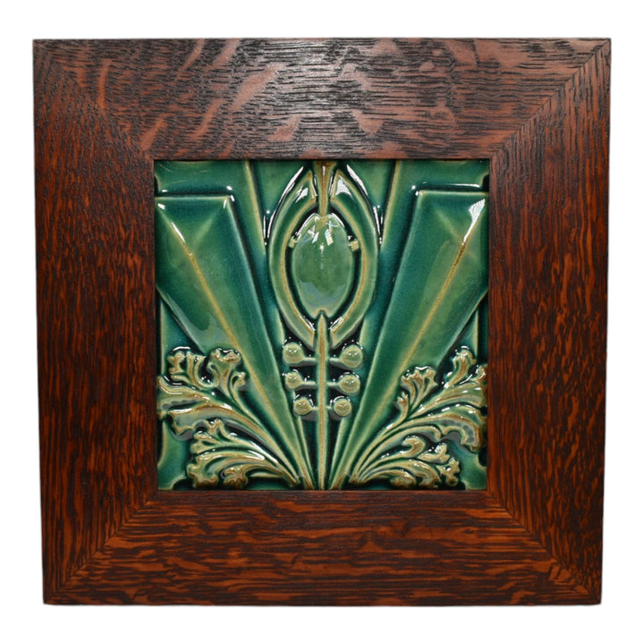 Motawi Tileworks Art Pottery Green Trial Glaze Archer Framed Ceramic Tile