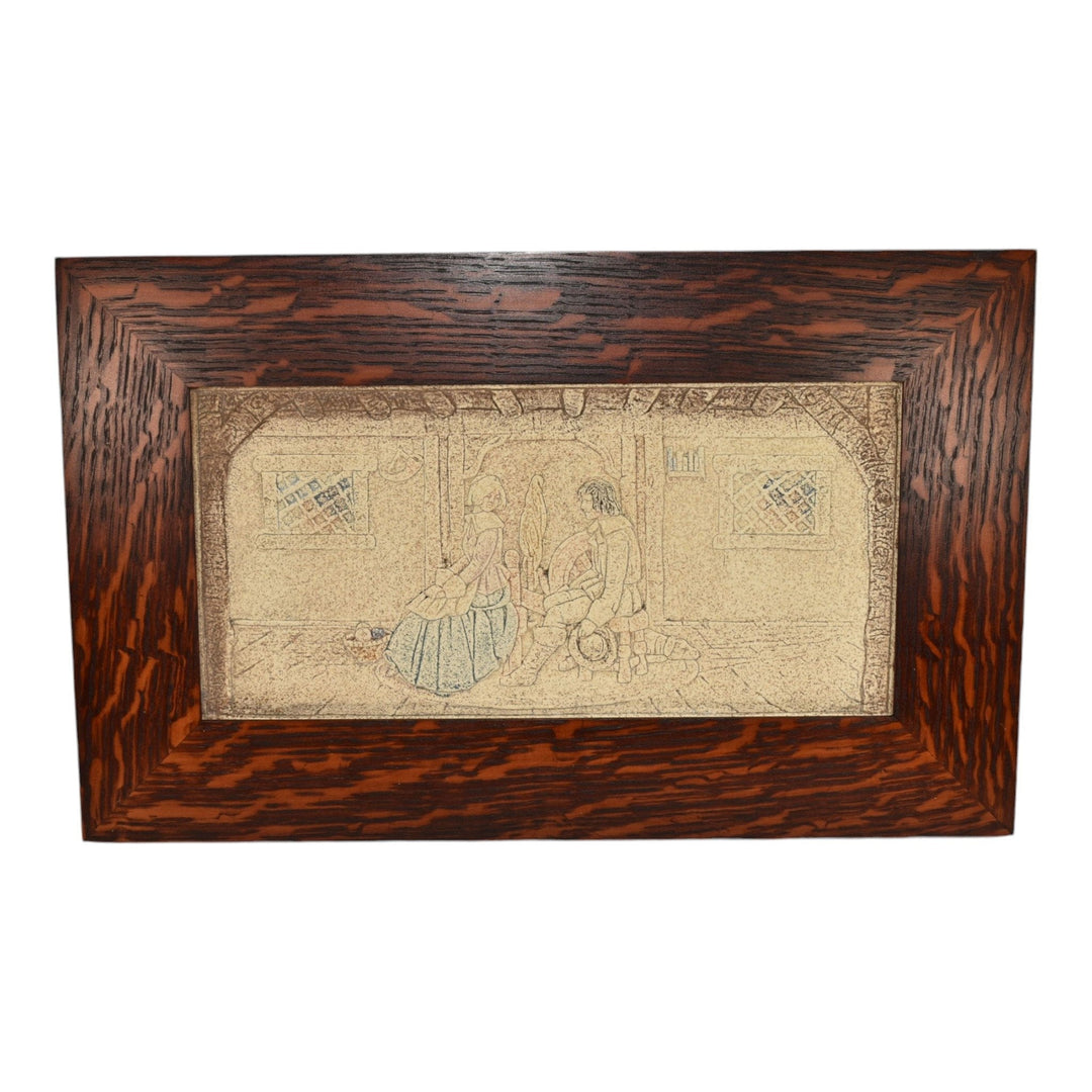 California Art Tile Co. Vintage Art Pottery Courting Scene Ceramic Tile - Just Art Pottery