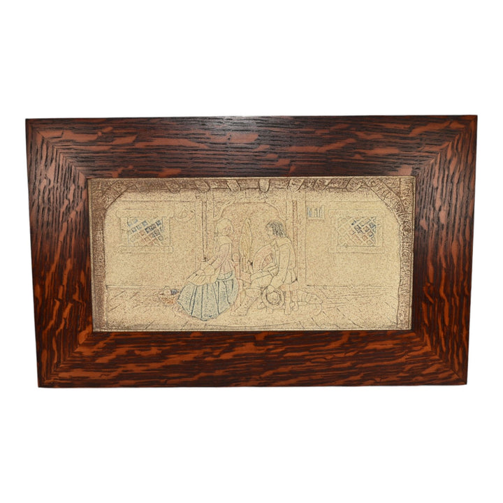 California Art Tile Co. Vintage Art Pottery Courting Scene Ceramic Tile - Just Art Pottery