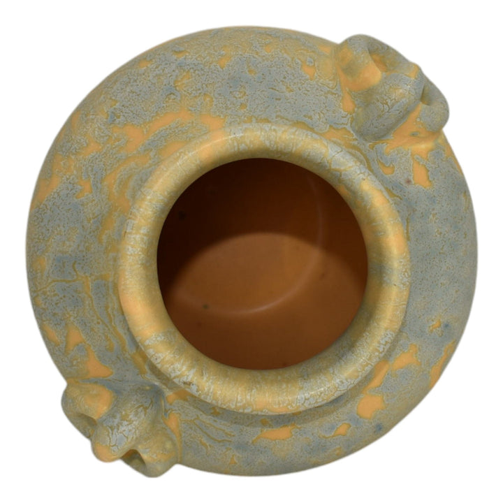 Camark Vintage Art Deco Pottery Mottled Blue and Yellow Ceramic Vase