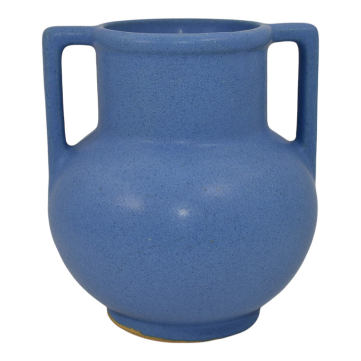 Weller Vintage Art Pottery Matte Blue Handled Ceramic Vase