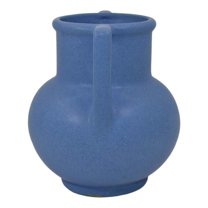 Weller Vintage Art Pottery Matte Blue Handled Ceramic Vase