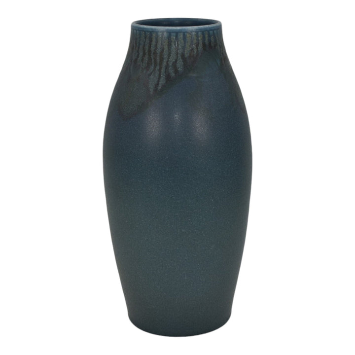 Rookwood 1919 Pottery Decorated Matte Blue Carved Ceramic Flower Vase 939C Todd