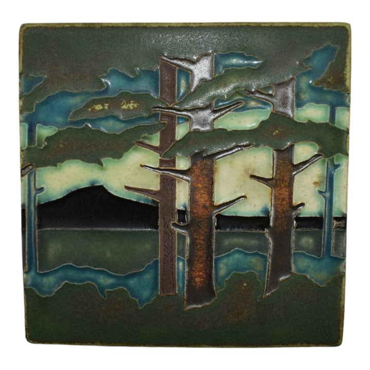 Motawi Tileworks Art Pottery Green Scenic Forest Ceramic Tile