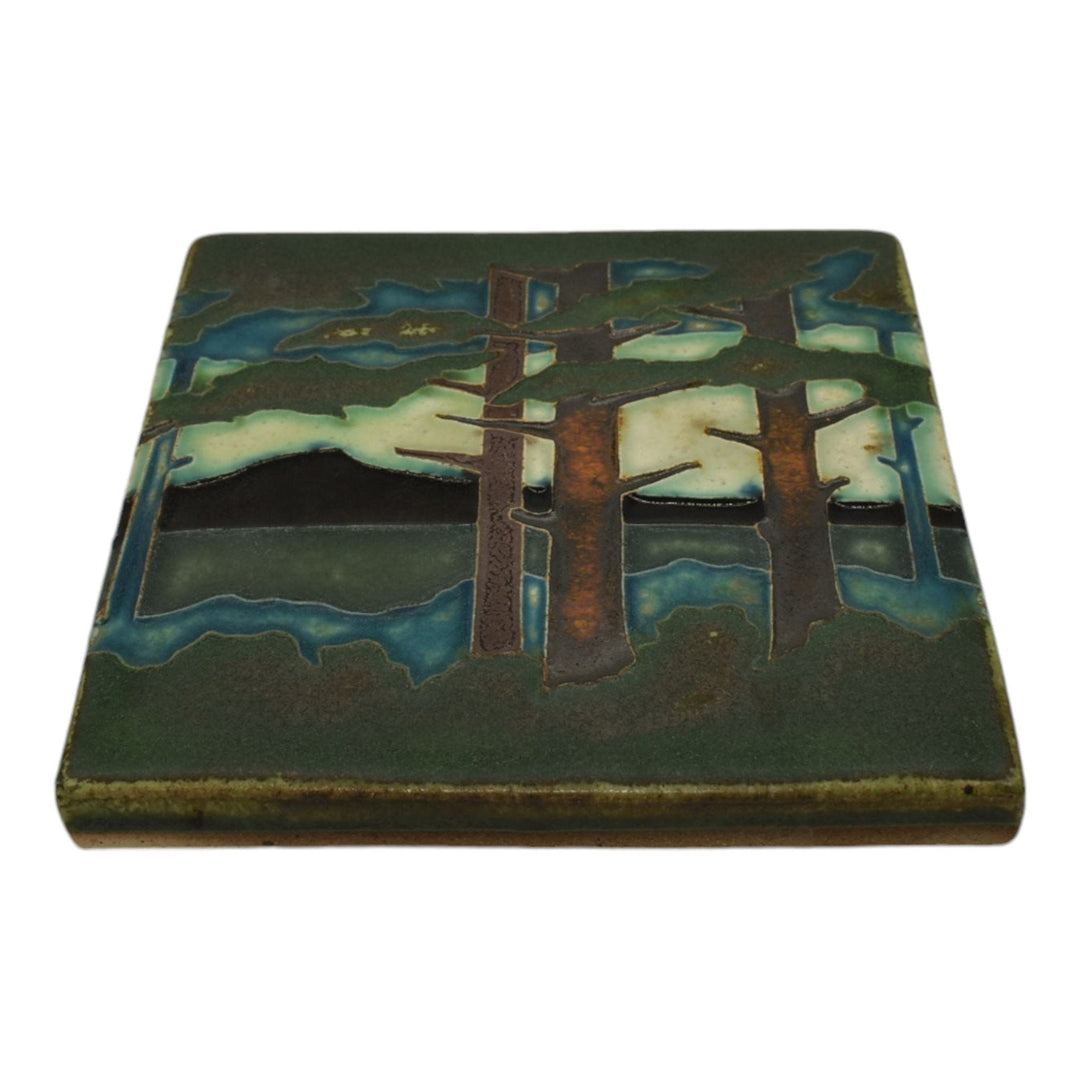 Motawi Tileworks Art Pottery Green Scenic Forest Ceramic Tile