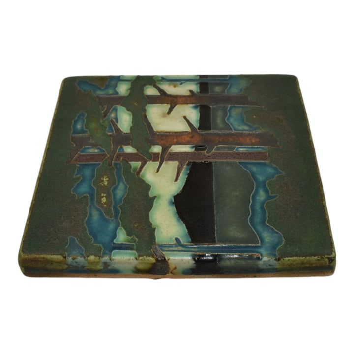 Motawi Tileworks Art Pottery Green Scenic Forest Ceramic Tile