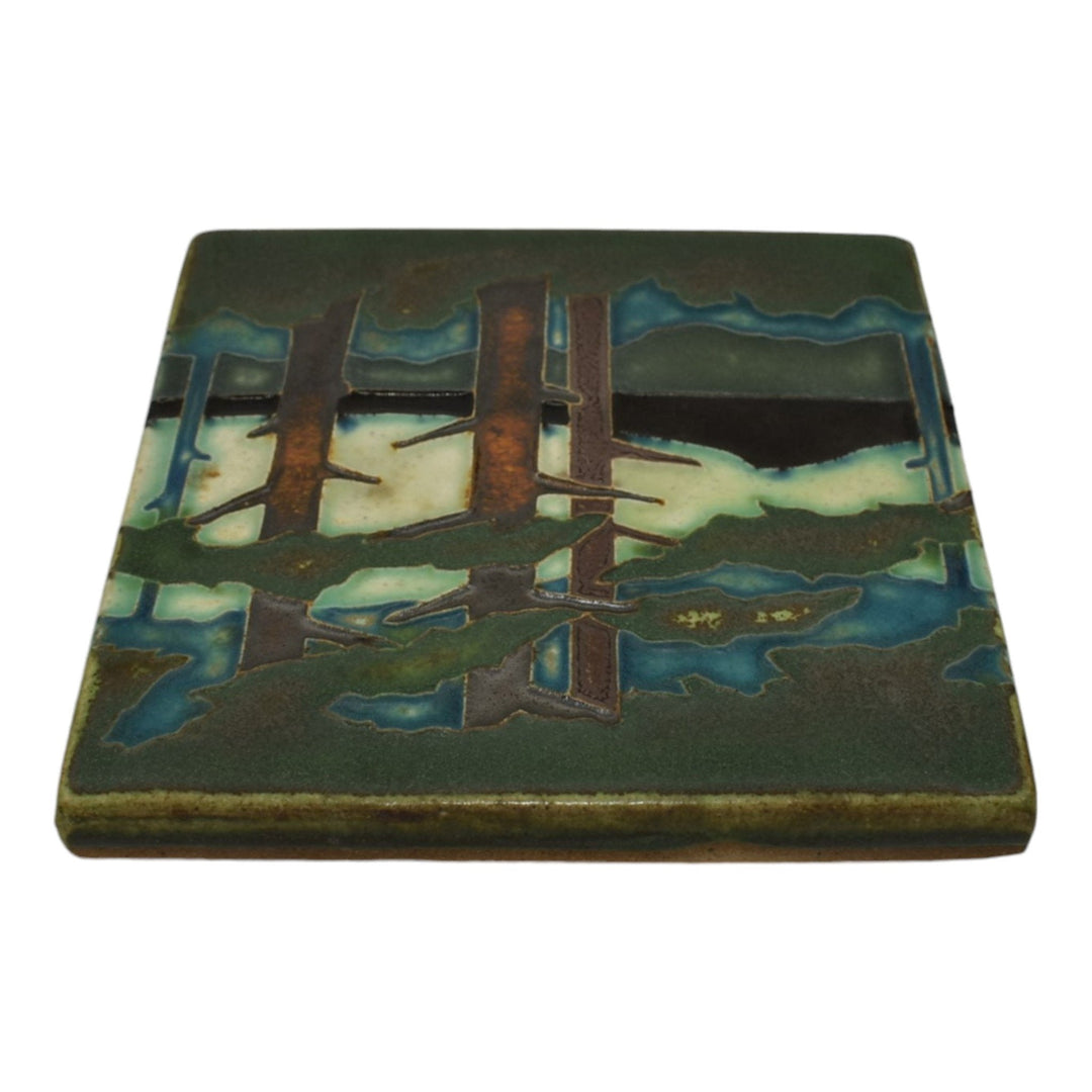 Motawi Tileworks Art Pottery Green Scenic Forest Ceramic Tile