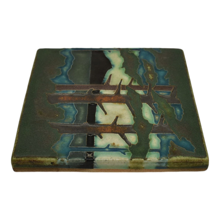 Motawi Tileworks Art Pottery Green Scenic Forest Ceramic Tile