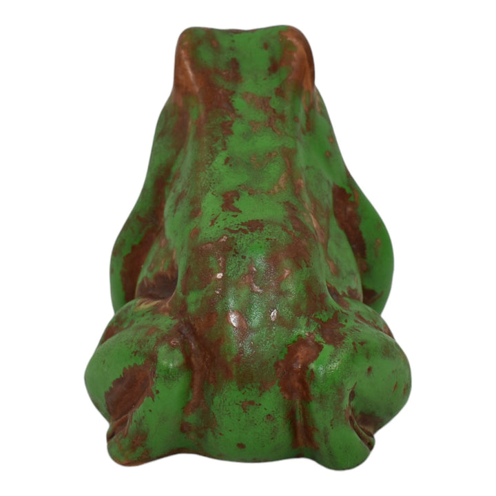 Weller Coppertone 1920 Arts and Crafts Pottery Matte Green Ceramic Frog Figurine