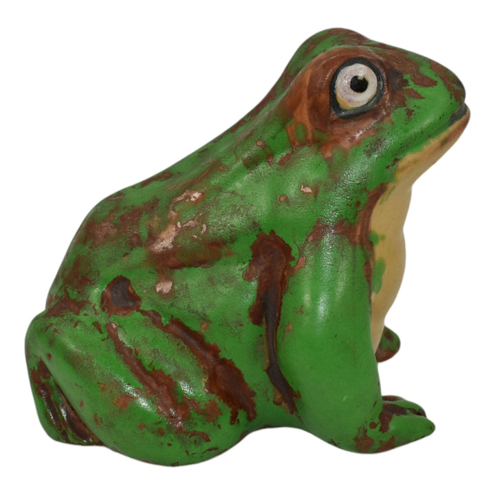 Weller Coppertone 1920 Arts and Crafts Pottery Matte Green Ceramic Frog Figurine