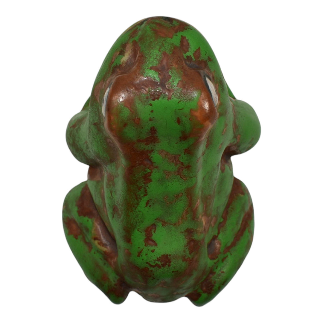 Weller Coppertone 1920 Arts and Crafts Pottery Matte Green Ceramic Frog Figurine