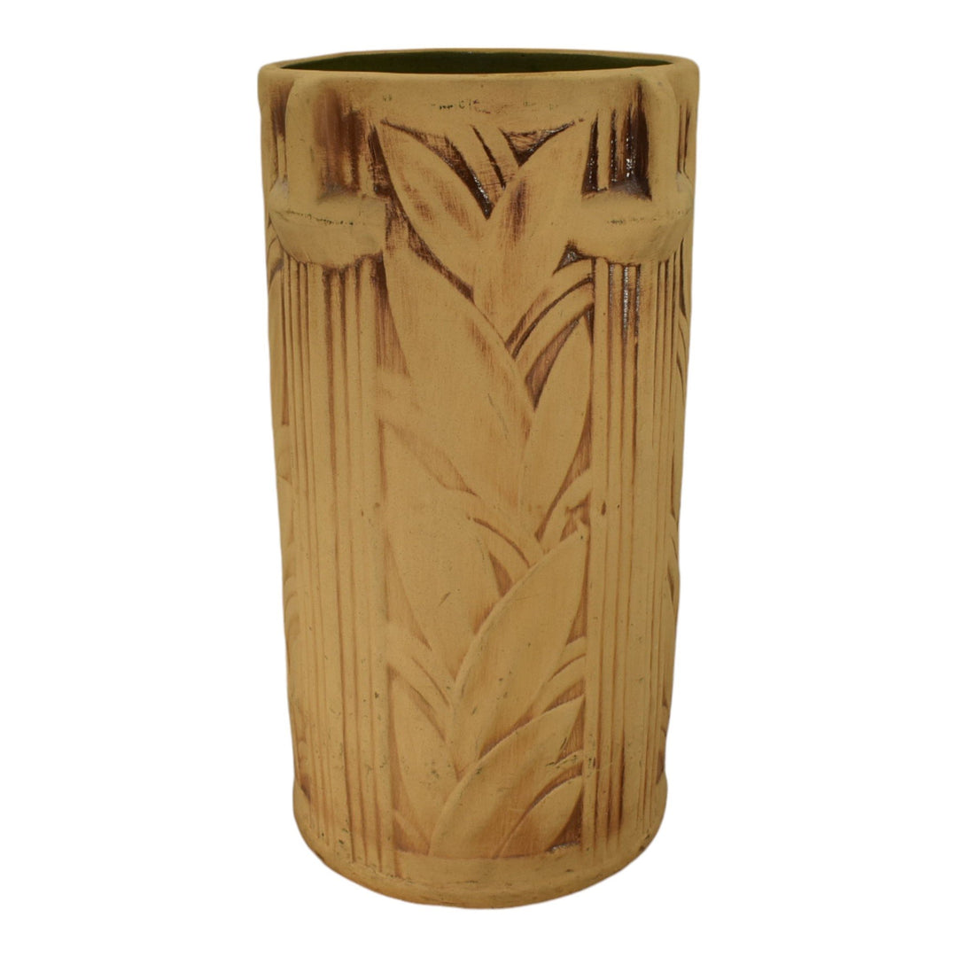 McCoy 1940s Mid Century Modern Art Pottery Tan Bisque Ceramic Umbrella Stand 111 - Just Art Pottery