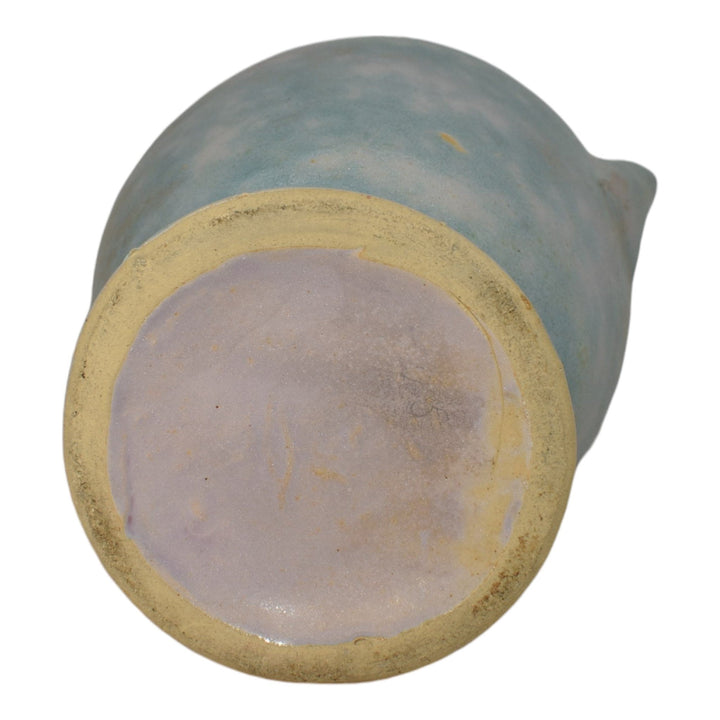 Burley Winter 1930s Vintage Arts Deco Pottery Mottled Pink Blue Ceramic Vase 45 - Just Art Pottery