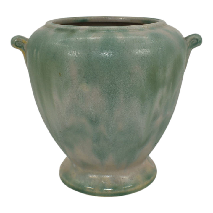 Burley Winter 1930s Vintage Art Deco Pottery Mottled Green Ceramic Vase - Just Art Pottery