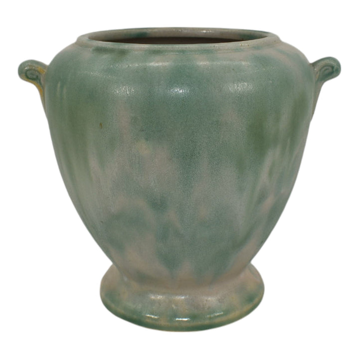 Burley Winter 1930s Vintage Art Deco Pottery Mottled Green Ceramic Vase - Just Art Pottery