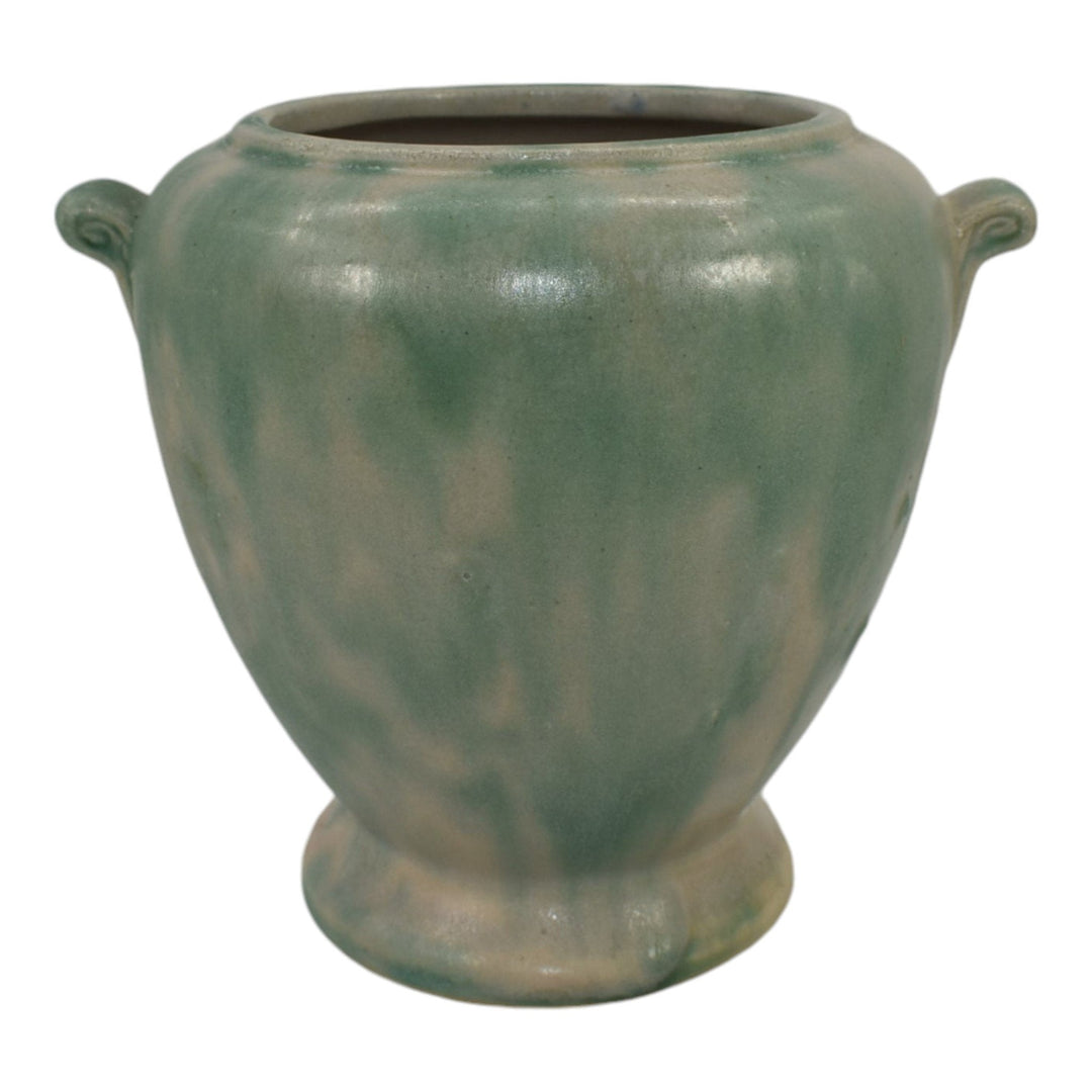 Burley Winter 1930s Vintage Art Deco Pottery Mottled Green Ceramic Vase - Just Art Pottery