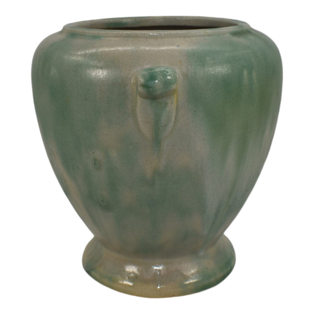 Burley Winter 1930s Vintage Art Deco Pottery Mottled Green Ceramic Vase - Just Art Pottery