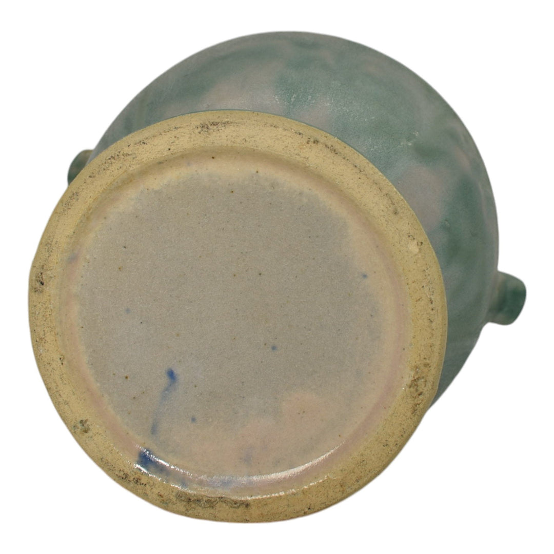 Burley Winter 1930s Vintage Art Deco Pottery Mottled Green Ceramic Vase - Just Art Pottery