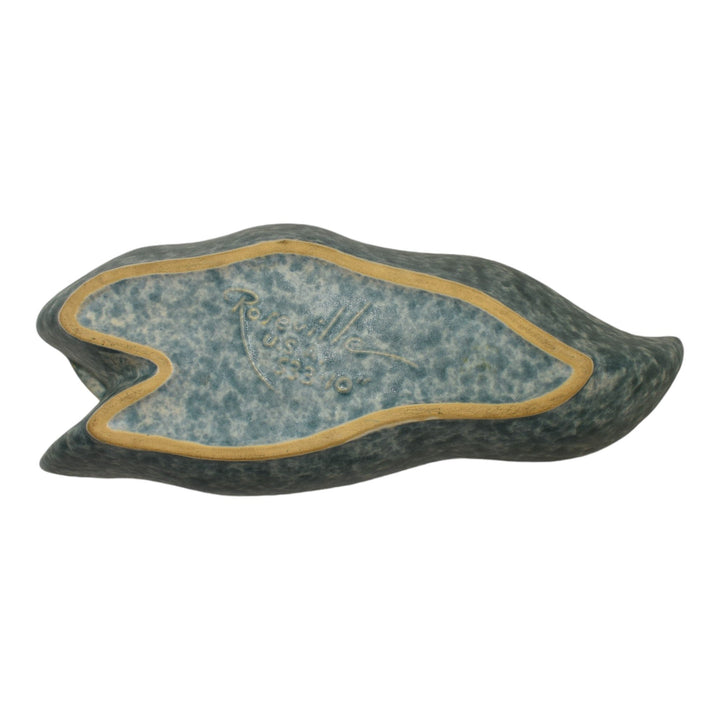 Roseville Capri 1954 Mid Century Modern Pottery Mottled Green Leaf Bowl 533-10 - Just Art Pottery
