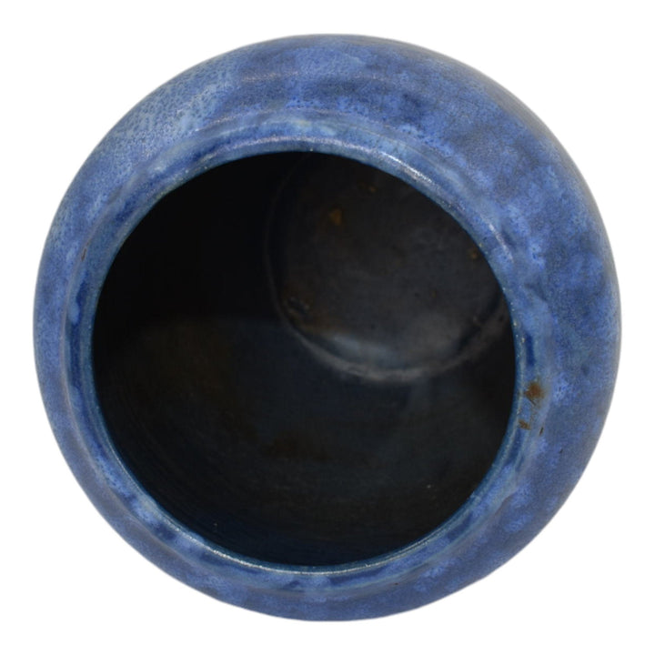 Brush McCoy Art Vellum 1930s Vintage Art Pottery Mottled Blue Ceramic Vase - Just Art Pottery
