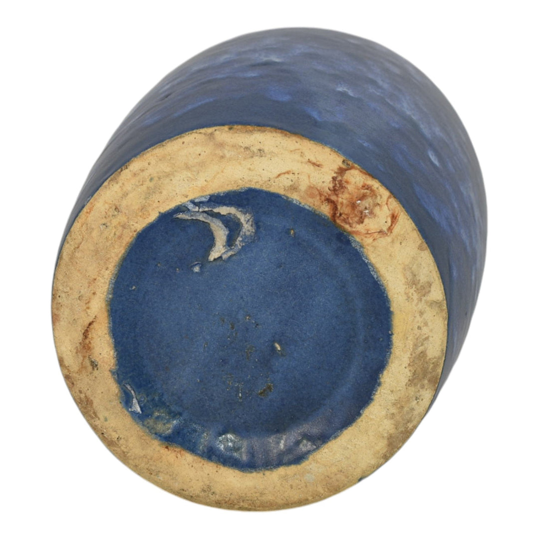 Brush McCoy Art Vellum 1930s Vintage Art Pottery Mottled Blue Ceramic Vase - Just Art Pottery