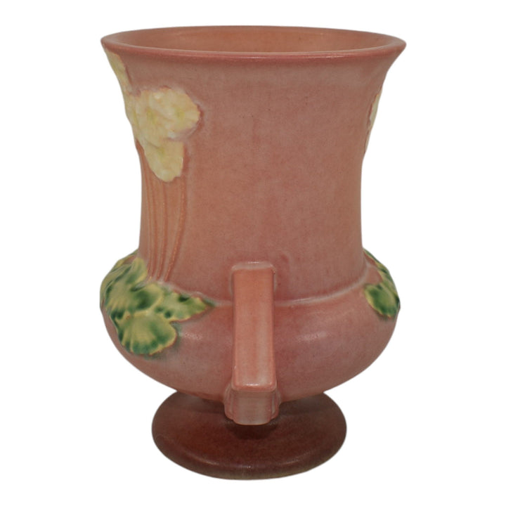 Roseville Primrose Pink 1936 Vintage Art Deco Pottery Handled Ceramic Vase 764-7