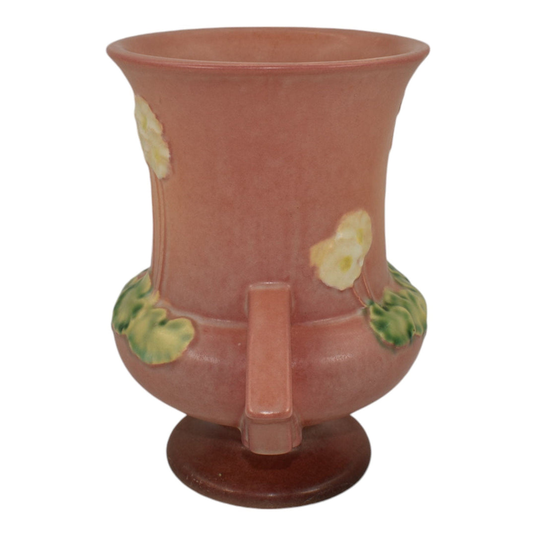 Roseville Primrose Pink 1936 Vintage Art Deco Pottery Handled Ceramic Vase 764-7