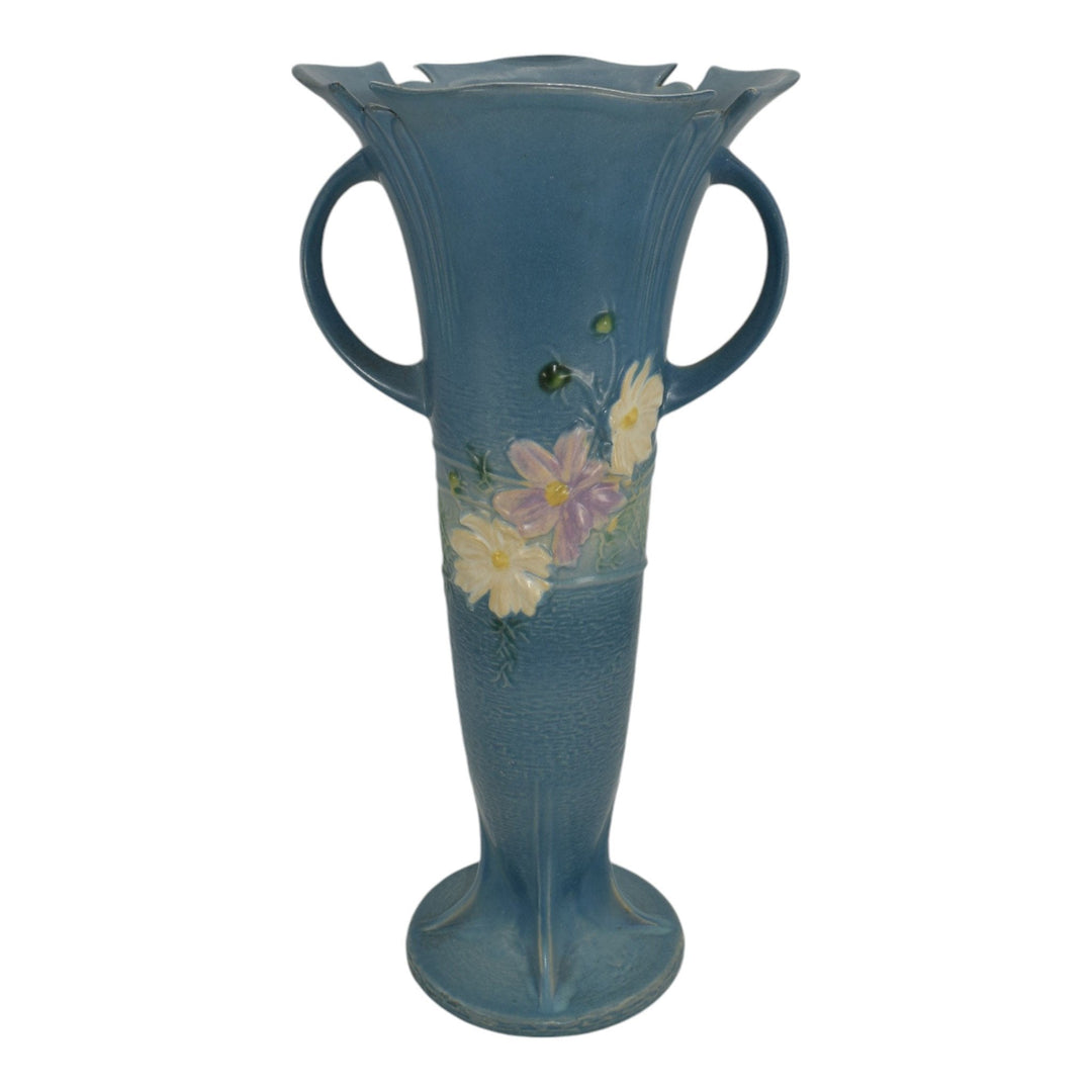 Roseville Cosmos Blue 1939 Vintage Art Pottery Ceramic Floor Vase 958-18