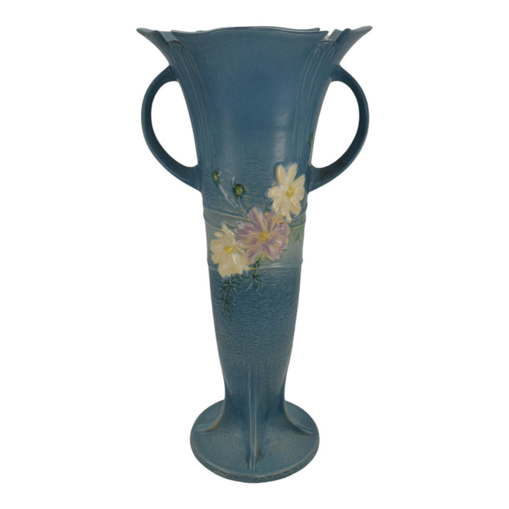 Roseville Cosmos Blue 1939 Vintage Art Pottery Ceramic Floor Vase 958-18